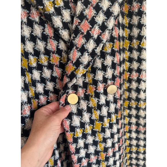 J.Crew Collection Lurex Tweed Oversized Double-Breasted Coat Houndstooth Print - Picture 6 of 11